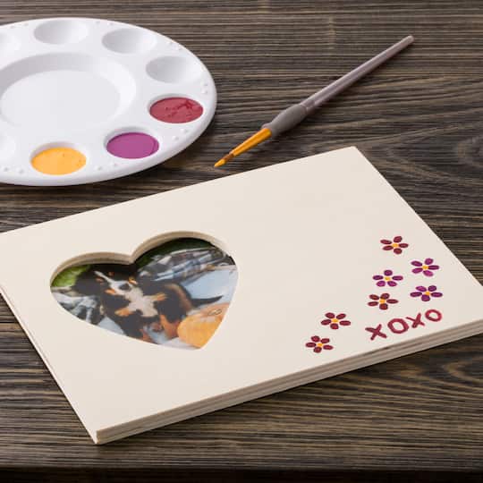 24 Pack: 8.5" x 6.5" Wood Frame with Heart Opening by Make Market®
